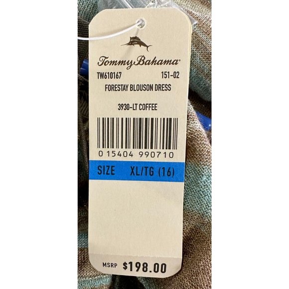 Tommy Bahama Dress Womens XL Coffee Linen Blend Gold Metallic Maxi Ladies NEW - Picture 6 of 13